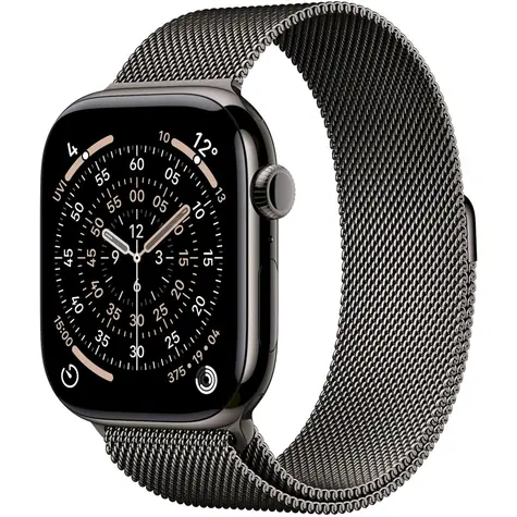 Apple Watch Series 11 GPS+Cellular 42 mm, koperta z tytanu w kolorze szarego łupka - opaska Milanese w kolorze szarego łupka / 130-180 mm