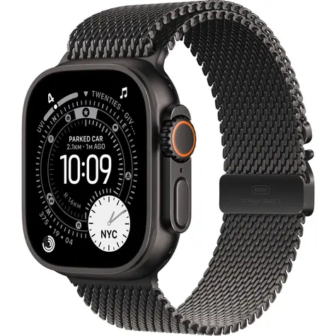 Apple Watch Ultra 3 (2025) GPS+Cellular 49 mm Czarna tytanowa koperta - Czarna tytanowa opaska Milanese (L) / 180-210 mm 