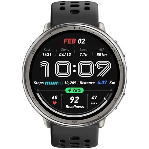 Amazfit Active 2 Round czarno-srebrny / smartwatch / 1,32" AMOLED / 5ATM / BT 5.2 / GPS