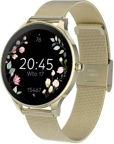 Bez pudełka - Forever Velora SB-306 złoty / Smartwatch / 1,19" / AMOLED / 390×390 px / Bluetooth 5.2 / Android. iOS / bez pudełka