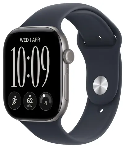 Apple Watch Series 12 GPS 42 mm, koperta aluminiowa, kolor gwiezdnej szarości, pasek sportowy w kolorze granatowym, rozmiar S/M / 130-180 mm