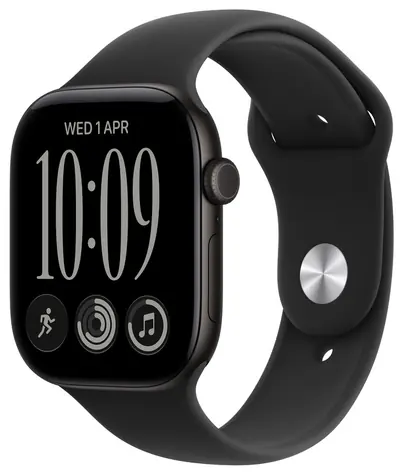 Apple Watch Series 12 GPS 46 mm, czarna obudowa aluminiowa - czarny pasek sportowy M/L / 160-210 mm