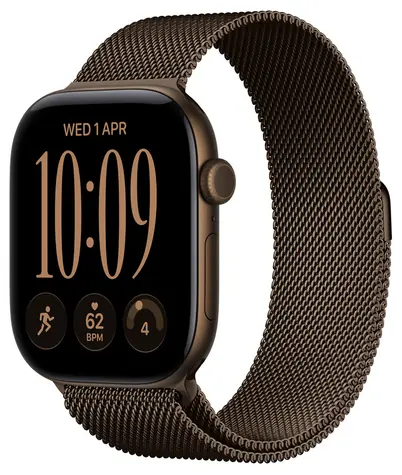 Apple Watch Series 12 GPS+Cellular 46 mm Ciemnobrązowa aluminiowa koperta - Ciemnobrązowa opaska Milanese S/M / 130-180 mm