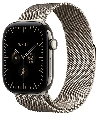 Apple Watch Series 12 GPS+Cellular 42 mm, tytanowa obudowa - naturalna opaska mediolańska / 130-180 mm