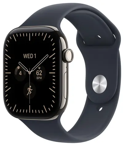 Apple Watch Series 12 GPS+Cellular 46 mm, koperta tytanowa - pasek sportowy w kolorze granatowym, rozmiar S/M / 140-190 mm