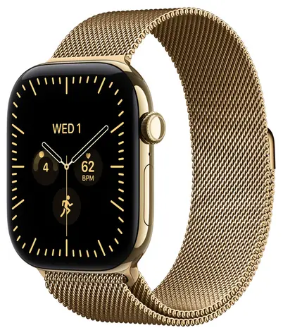 Apple Watch Series 12 GPS+Cellular 46 mm Jasnozłota koperta z tytanu - Jasnozłota opaska Milanese S/M / 130-180 mm