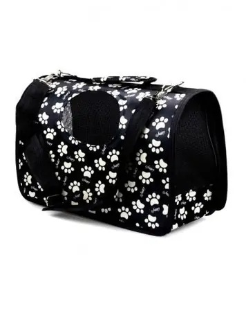 animALL Torba Czarna z różowymi łapkami M 40x21x27 cm