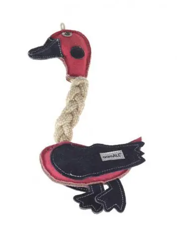 animALL Zabawka Kaczka skóra z linami kolorowa 31 cm