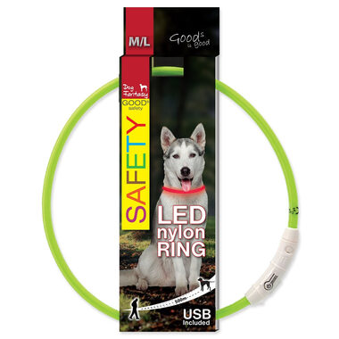 Obroża LED Dog Fantasy nylonowa zielona 65 cm
