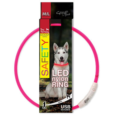 Obroża nylonowa LED Dog Fantasy różowa 65 cm