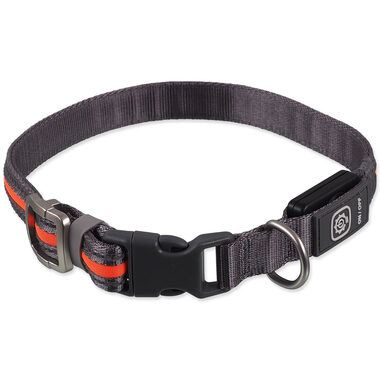 Obroża nylonowa LED Dog Fantasy USB, świecąca ML, pomarańczowa, 2,5x45-65 cm