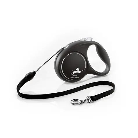 Lina Flexi Black Design M 5m czarno-srebrna / Smycz 