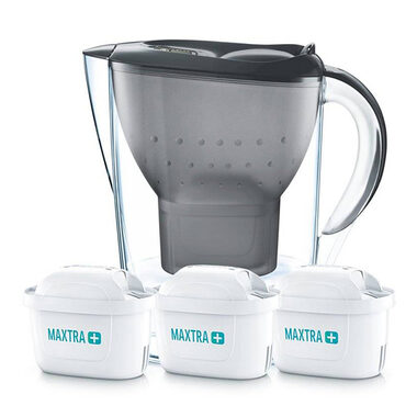 Brita Marella czarna + 3x filtry / czajnik z filtrem do wody / 2,4l / filtr: Maxtra+ Pure Performance