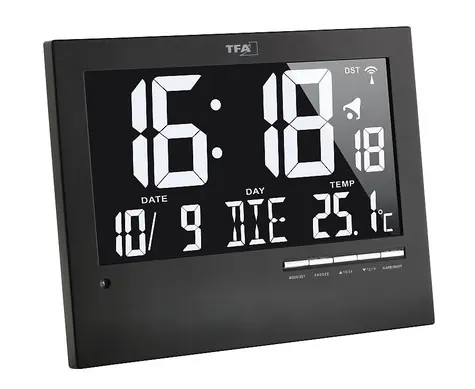 TFA 60.4508 - Zegar ścienny sterowany radiowo z językiem czeskim i automatycznym podświetleniem