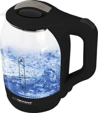 Czajnik Esperanza EKK025K YUKON czarny / 1500 W / 1,7 L / oświetlenie LED / szkło i plastik