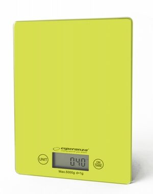 Esperanza EKS002G Waga kuchenna Lemon zielona / max waga 5 kg / wskaźnik niskiego poziomu baterii