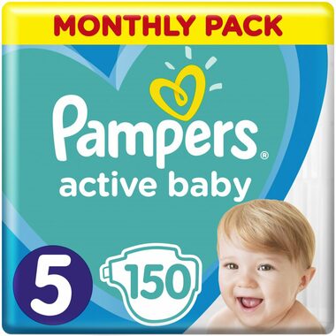 Pakiet miesięczny Pampers Active Baby Junior (150 szt.) / Pieluszki / Rozmiar 5 (11-16 kg)