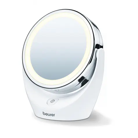 Kosmetyczne lusterko obrotowe BEURER BS 49 / Średnica: 11 cm / 2 powierzchnie lustrzane / światło LED / zasilacz 3x AA