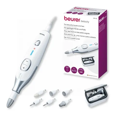 BEURER MP 42 / Zestaw do manicure i pedicure / 7 nasadek / Lampka LED / Etui