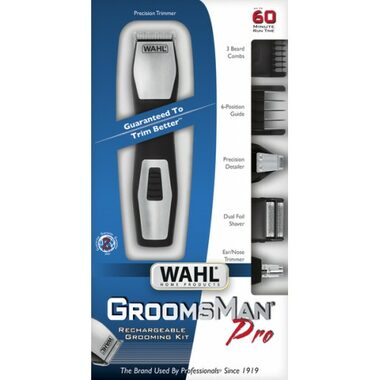 Wahl 9855-1216 GroomsMan Pro / trymer wielofunkcyjny / Szerokość ostrza: 30 mm / min. 1mm / 4 nakładki