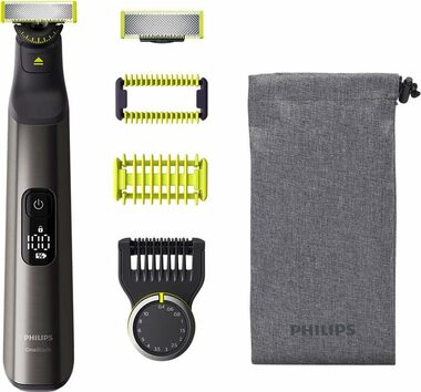 Philips OneBlade QP6551/15 srebrny / golarka / ciało i twarz / 14 długości / 3 nakładki / 120 min