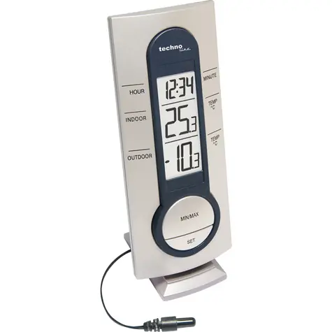 TechnoLine WS 7033 srebrny / zegar / temperatura / 1x AAA