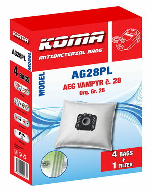 KOMA AG28PL Worki do odkurzacza AEG Vampyr nr 28 z plastikowym frontem / 4 szt.