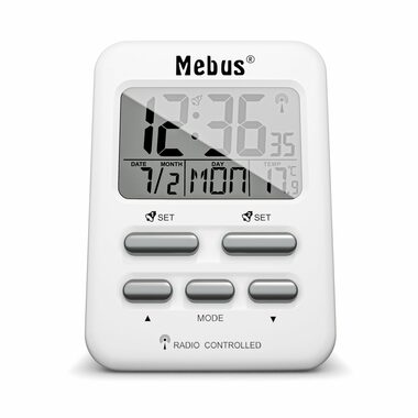 Mebus 25800 Budzik radiowy / Budzik sterowany radiowo / 2 x AAA 