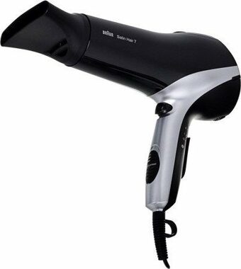 Braun Satin Hair 7 HD710 srebrno-czarny / suszarka do włosów / 2200W / 3 temperatury / Jonizacja / koncentrator