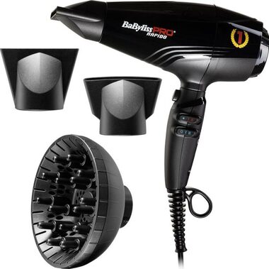 Babyliss BAB7000IE / Profesjonalna suszarka do włosów / 2200W / 12 temperatur i prędkości / Dyfuzor / 2x koncentrator 