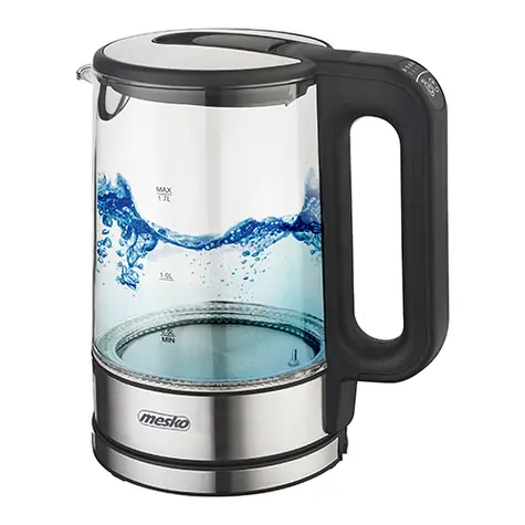 Mesko MS 1301b czarny / Czajnik szklany instant / 1850 W / 1,7 L / temperatura 60 - 100°C