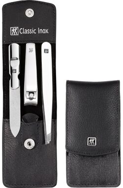 Zwilling 97435-004 CLASSIC Inox czarny / Zestaw do manicure w skórzanym etui / 3 szt.