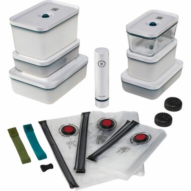 Zwilling 36815-015-0 Zestaw próżniowy Fresh & Save Family / 6 pudełek o różnych rozmiarach i 7 torebek o różnych rozmiarach / plastik / po sprzedaży