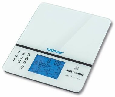 Zelmer ZKS1500 biała / Cyfrowa waga kuchenna / LCD / max. waga 5 kg 