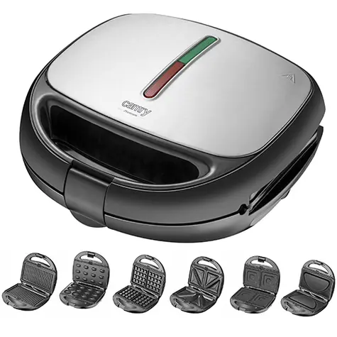 Camry CR 3057 srebrny / Opiekacz do kanapek / 1200 W / 6 w 1