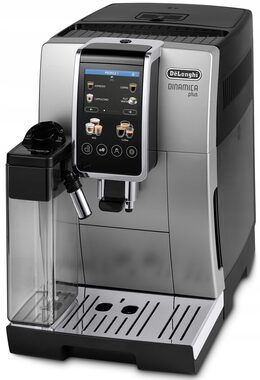 DeLonghi Dinamica PLUS ECAM 380.85.SB srebrny / automatyczny ekspres do kawy / 1450 W / 15 bar / 1,8 l / pojemnik 300 g 