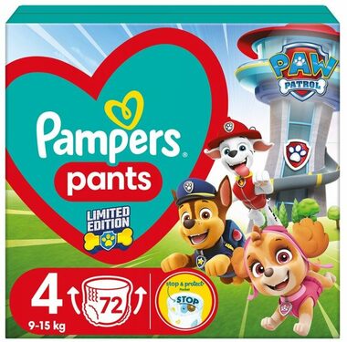 Spodnie Pampers Paw Patrol 9-15kg (72szt) / Majtki / Rozmiar 4 (9-15kg)