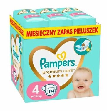 Pampers Premium Care 9-14kg (174 szt.) / Pieluszki / Rozmiar 4 (9-14 kg)