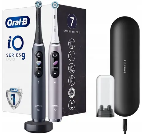 Oral-B iO Series 9 Duo Black Rose / Elektryczna szczoteczka do zębów / magnetyczne iO / 7 trybów / AI / OLED