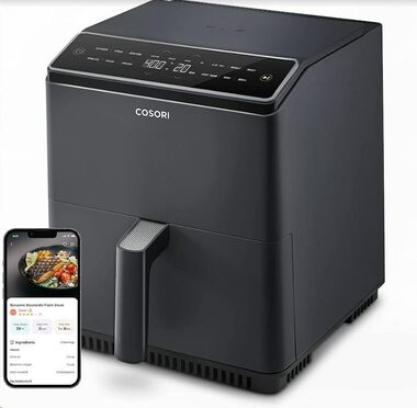 Cosori Dual Blaze SMART czarny / Frytkownica na gorące powietrze / 1700 W / 6,4 L 