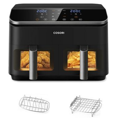 Cosori Dual Basket czarny / Frytkownica na gorące powietrze / 1750W / 8,5L