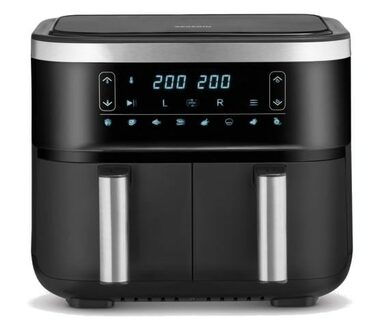 Severin FR 2453 czarny / Frytownica na gorące powietrze / 2850W / 2x 3,8l / 440°C - 200°C / 8 programów