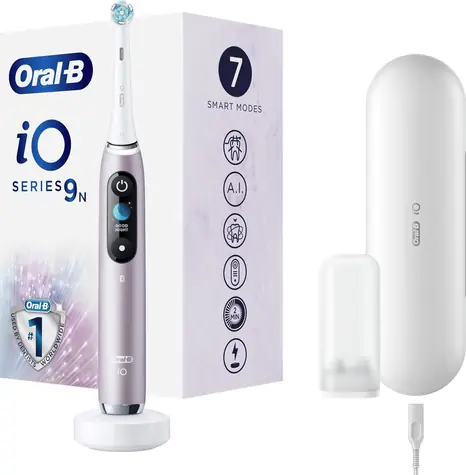 Oral-B iO Series 9 Rose Quartz / Elektryczna szczoteczka do zębów / magnetyczne iO / 7 trybów / AI / OLED