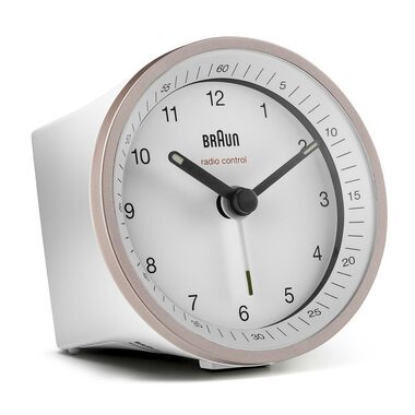 Braun BC07 różowo-biały / Klasyczny budzik / Analogowy / DCF (Sterowany radiowo) / 1x bateria AA