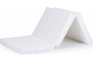 CHIPOLINO Materac składany 120x60 cm Białe, pudrowe gwiazdki