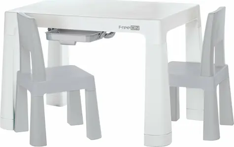 FreeON Plastikowy stół z krzesłami Neo biały/szary / od 3 do 9 lat