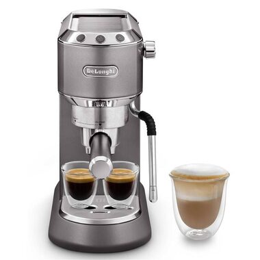 Rozpakowany - DeLonghi EC 885.GY Dedica Arte szary / Ekspres do kawy dźwigniowy / 1300 W / 1,1 l / 15 barów / spieniacz do mleka / rozpakowany