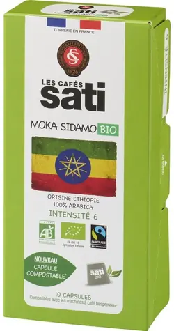 Les Cafés Sati Ethiopia Bio Nespresso 10 szt. / Kawa w kapsułkach 