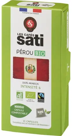 Les Cafés Sati Peru Bio Nespresso 10 szt. / Kawa w kapsułkach 