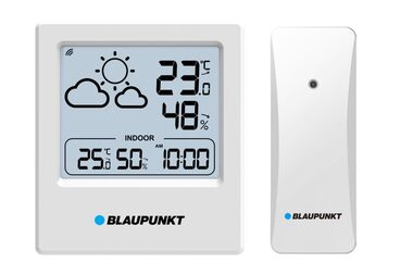 Blaupunkt WS10WH biały / Stacja pogodowa / termometr zewnętrzny / zegar / wyświetlacz LCD 